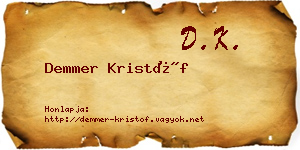Demmer Kristóf névjegykártya